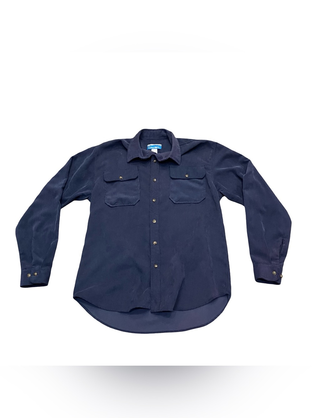 VTG Stag Hill By Haband Casual Blue Corduroy Button Up Shirt Medium SunFaded